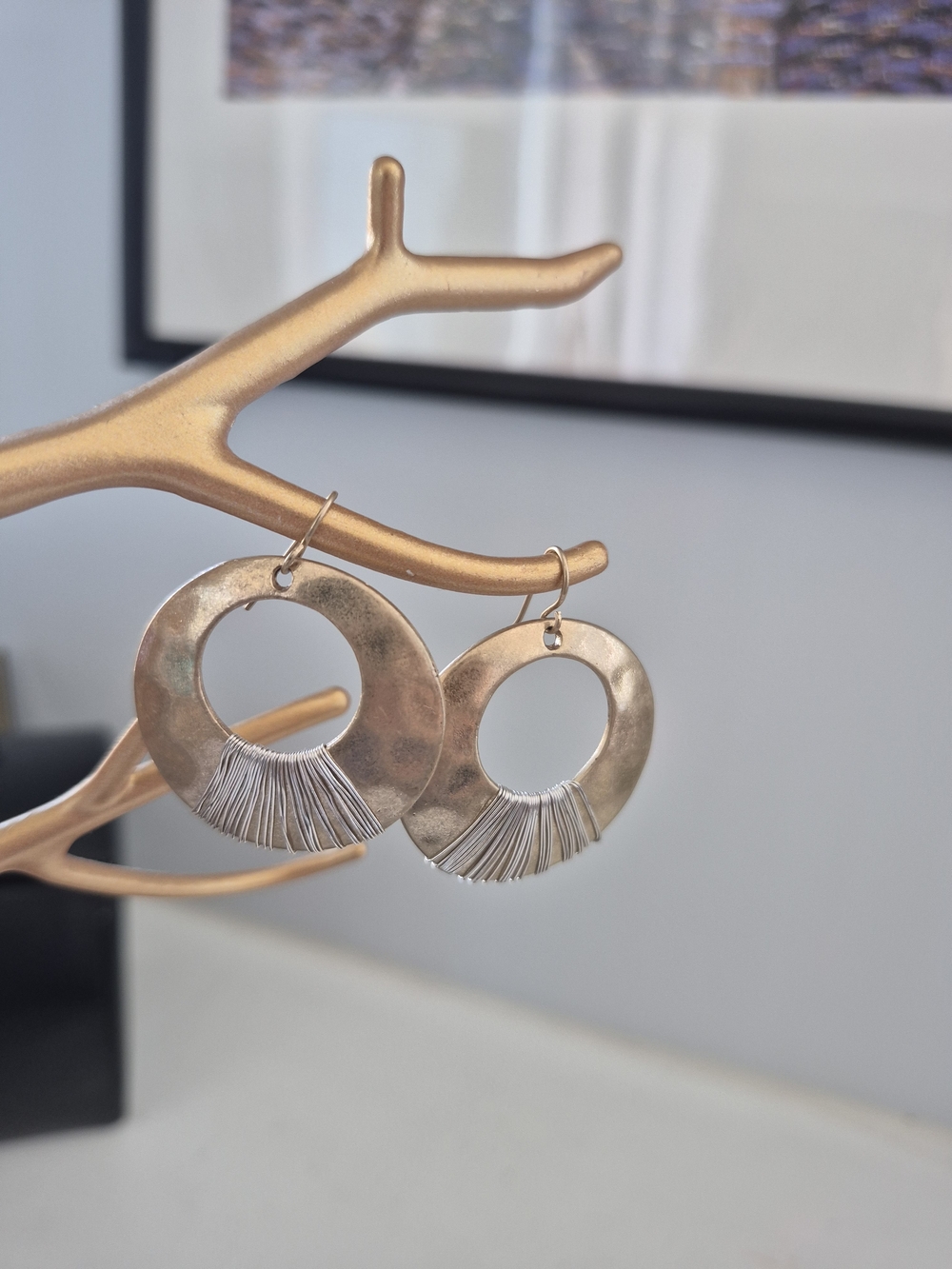 Gold Hoop Fringe Drop Earrings - Women Jewelry